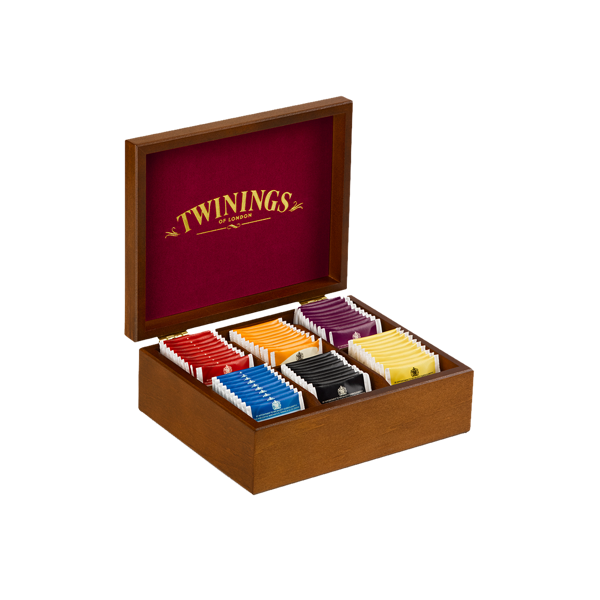 Coffret de thés Twinings en bois contenant six thés noirs