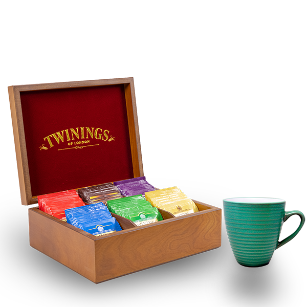 Twinings Holzbox Schwarztee mit Tasse